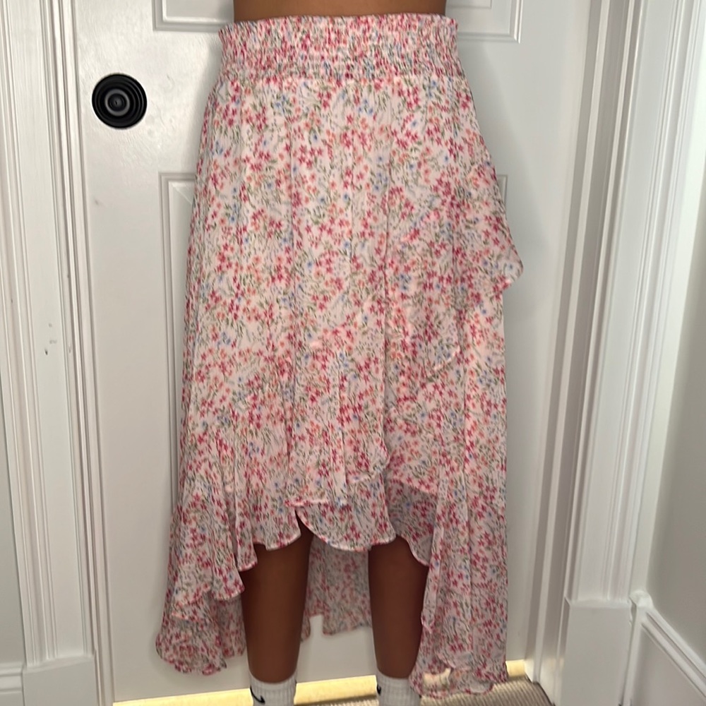 Pink floral flowy skirt